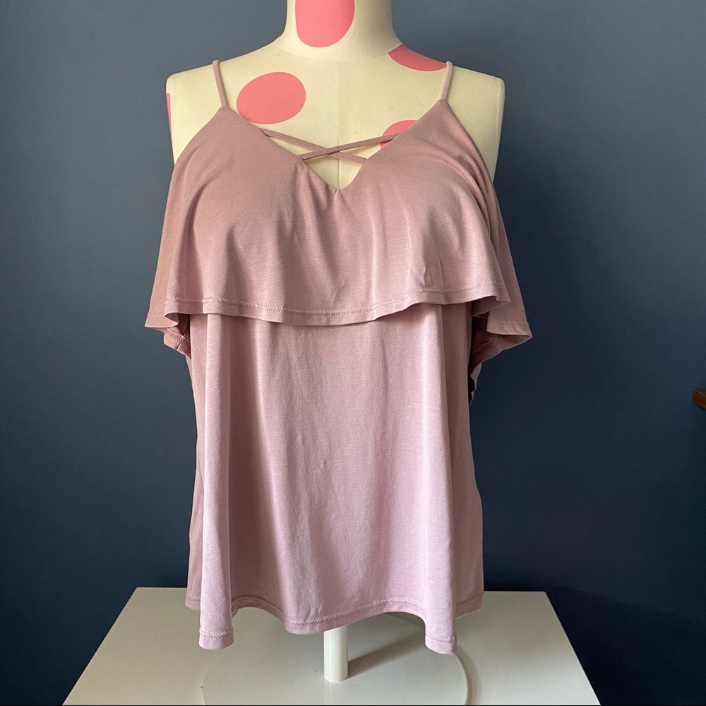 CAUTION TO THE WIND Purple Cross Front Tank SMALL